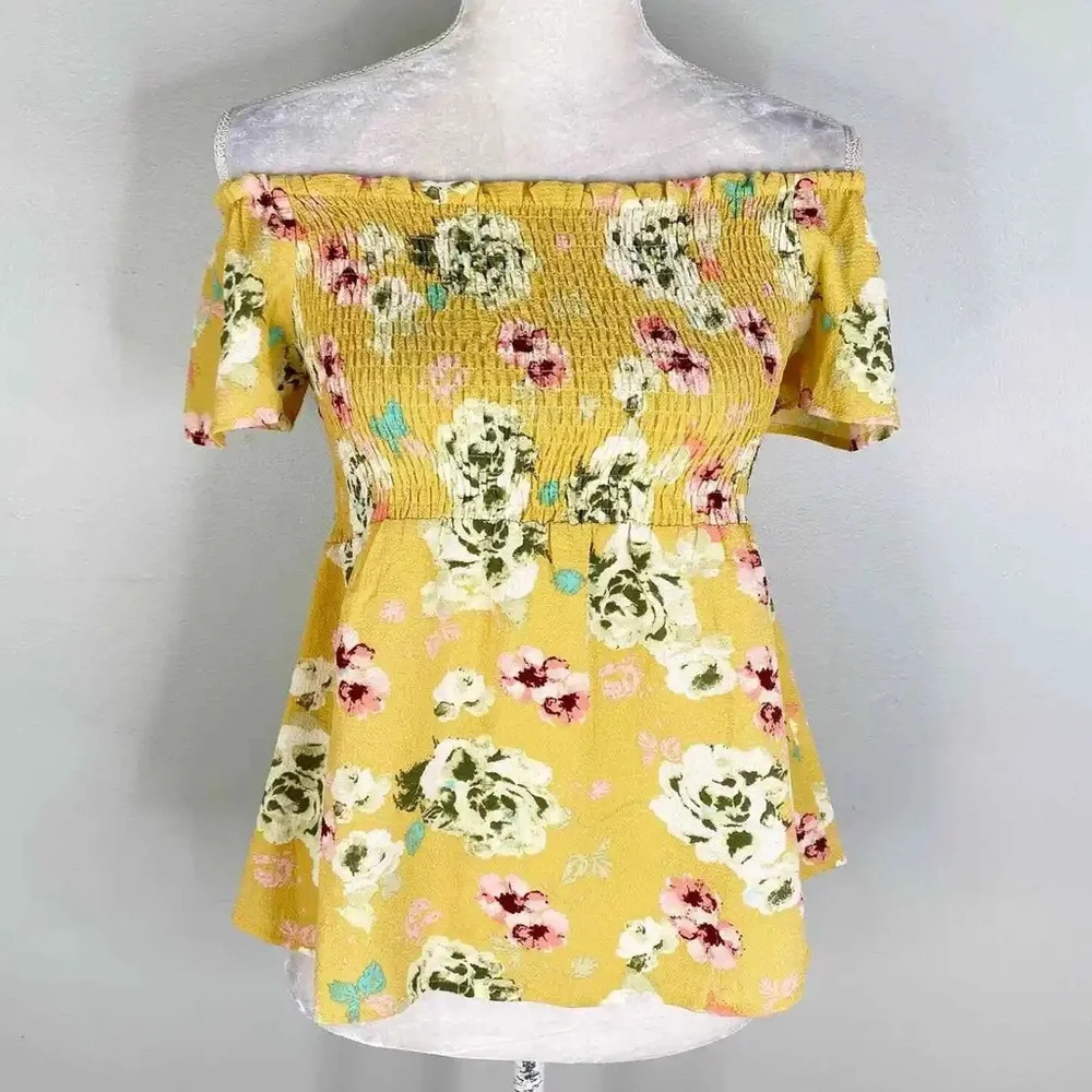 Monteau gold floral off the shoulders top